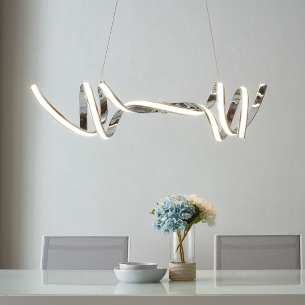 HomeRoots Silver Modern Two-Light Dimmable LED Chandelier - Adjustable Height, Energy-Efficient Illumination 558560