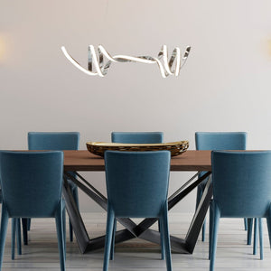 HomeRoots Silver Modern Two-Light Dimmable LED Chandelier - Adjustable Height, Energy-Efficient Illumination 558560