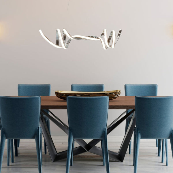 HomeRoots Silver Modern Two-Light Dimmable LED Chandelier - Adjustable Height, Energy-Efficient Illumination 558560