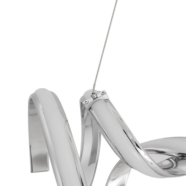 HomeRoots Silver Modern Two-Light Dimmable LED Chandelier - Adjustable Height, Energy-Efficient Illumination 558560
