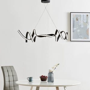 HomeRoots Black Modern Two-Light LED Chandelier with Dimmable Lighting - Sleek Metal Design for Every Room 558561