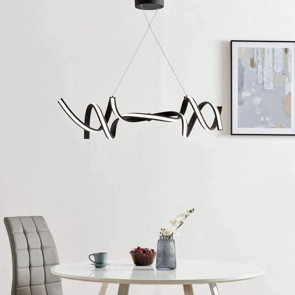 HomeRoots Black Modern Two-Light LED Chandelier with Dimmable Lighting - Sleek Metal Design for Every Room 558561