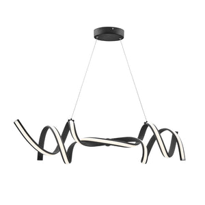HomeRoots Black Modern Two-Light LED Chandelier with Dimmable Lighting - Sleek Metal Design for Every Room 558561