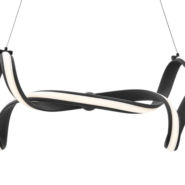 HomeRoots Black Modern Two-Light LED Chandelier with Dimmable Lighting - Sleek Metal Design for Every Room 558561