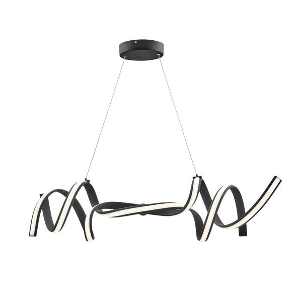 HomeRoots Black Modern Two-Light LED Chandelier with Dimmable Lighting - Sleek Metal Design for Every Room 558561