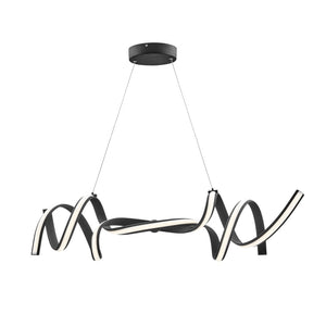 HomeRoots Black Two-Light Metal LED Chandelier - Smart Dimmable Fixture for Modern Home Ambiance & Style 558562