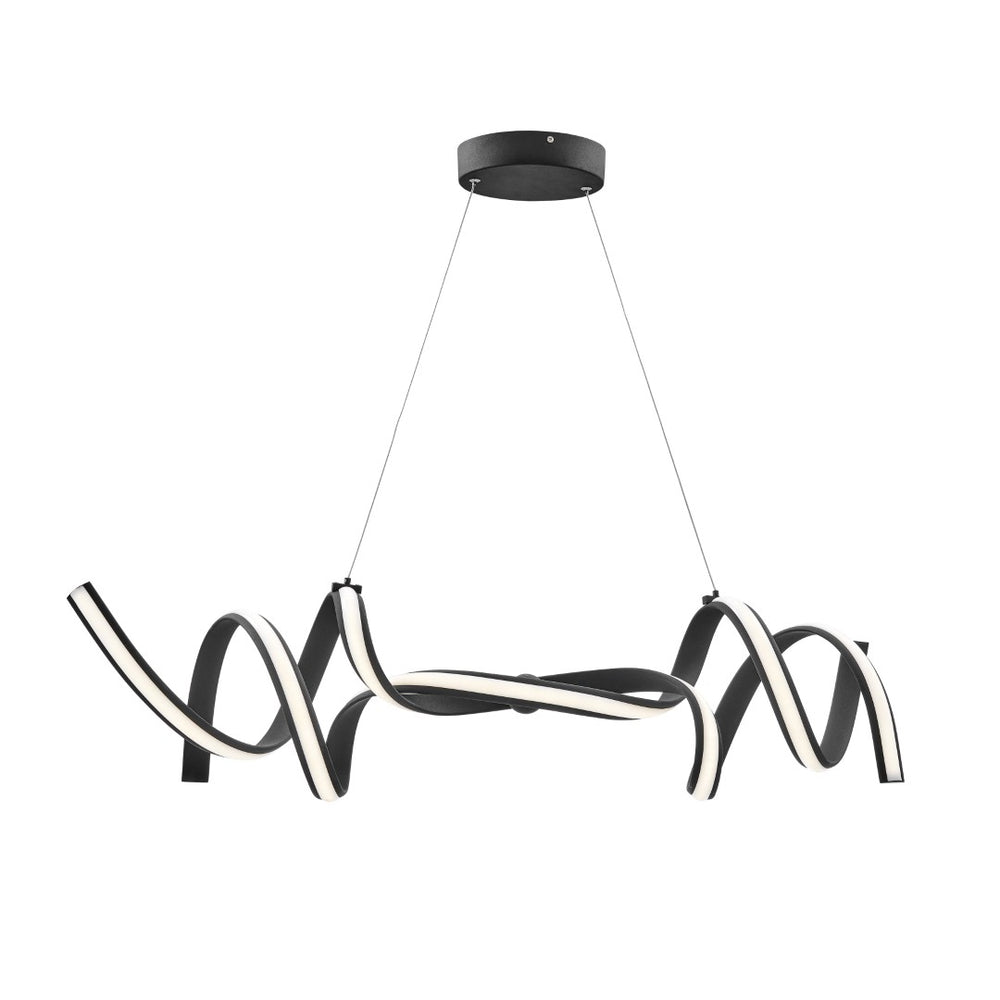 HomeRoots Black Two-Light Metal LED Chandelier - Smart Dimmable Fixture for Modern Home Ambiance & Style 558562