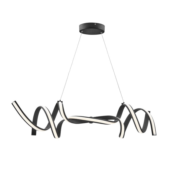 HomeRoots Black Two-Light Metal LED Chandelier - Smart Dimmable Fixture for Modern Home Ambiance & Style 558562