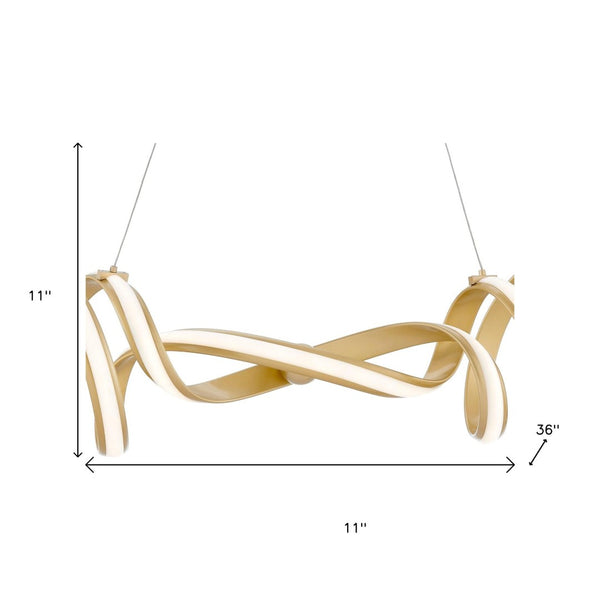 HomeRoots Gold Two-Light Dimmable LED Chandelier - Modern Metal Fixture with Adjustable Hanging & Luxe Finish 558563
