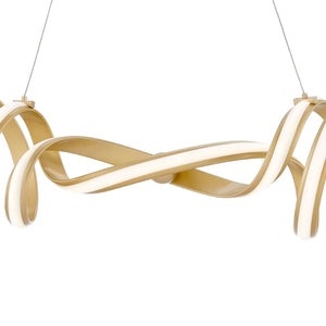 HomeRoots Gold Two-Light LED Chandelier - Smart Enabled, Dimmable, Adjustable Height for Modern Elegance & Style 558564