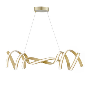 HomeRoots Gold Two-Light LED Chandelier - Smart Enabled, Dimmable, Adjustable Height for Modern Elegance & Style 558564