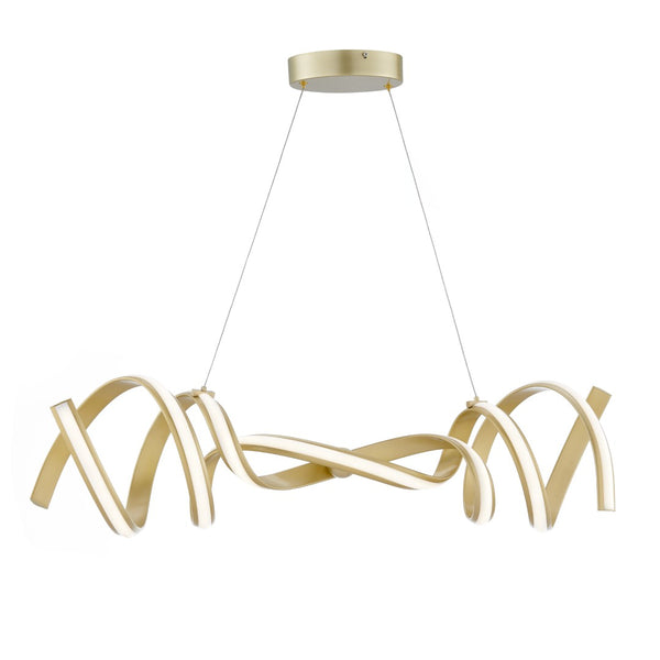 HomeRoots Gold Two-Light LED Chandelier - Smart Enabled, Dimmable, Adjustable Height for Modern Elegance & Style 558564