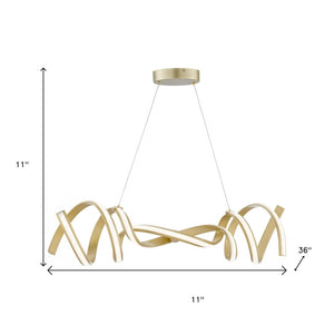 HomeRoots Gold Two-Light LED Chandelier - Smart Enabled, Dimmable, Adjustable Height for Modern Elegance & Style 558564