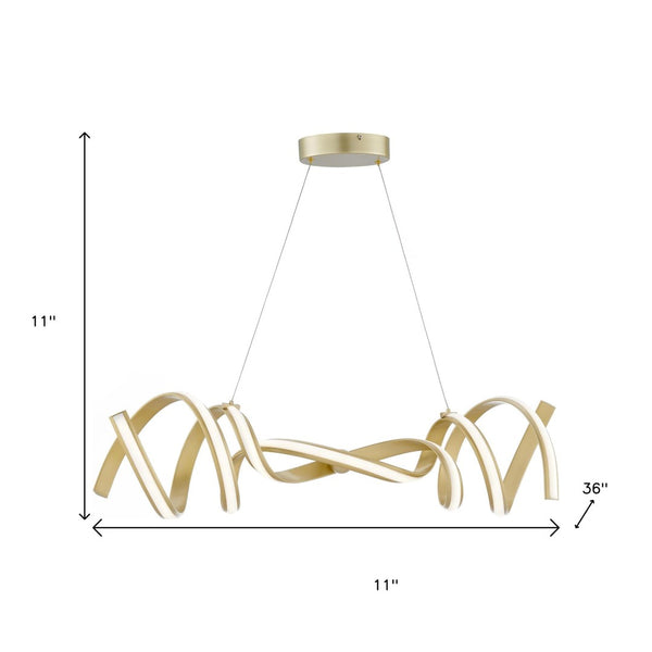HomeRoots Gold Two-Light LED Chandelier - Smart Enabled, Dimmable, Adjustable Height for Modern Elegance & Style 558564