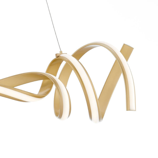 HomeRoots Gold Two-Light LED Chandelier - Smart Enabled, Dimmable, Adjustable Height for Modern Elegance & Style 558564