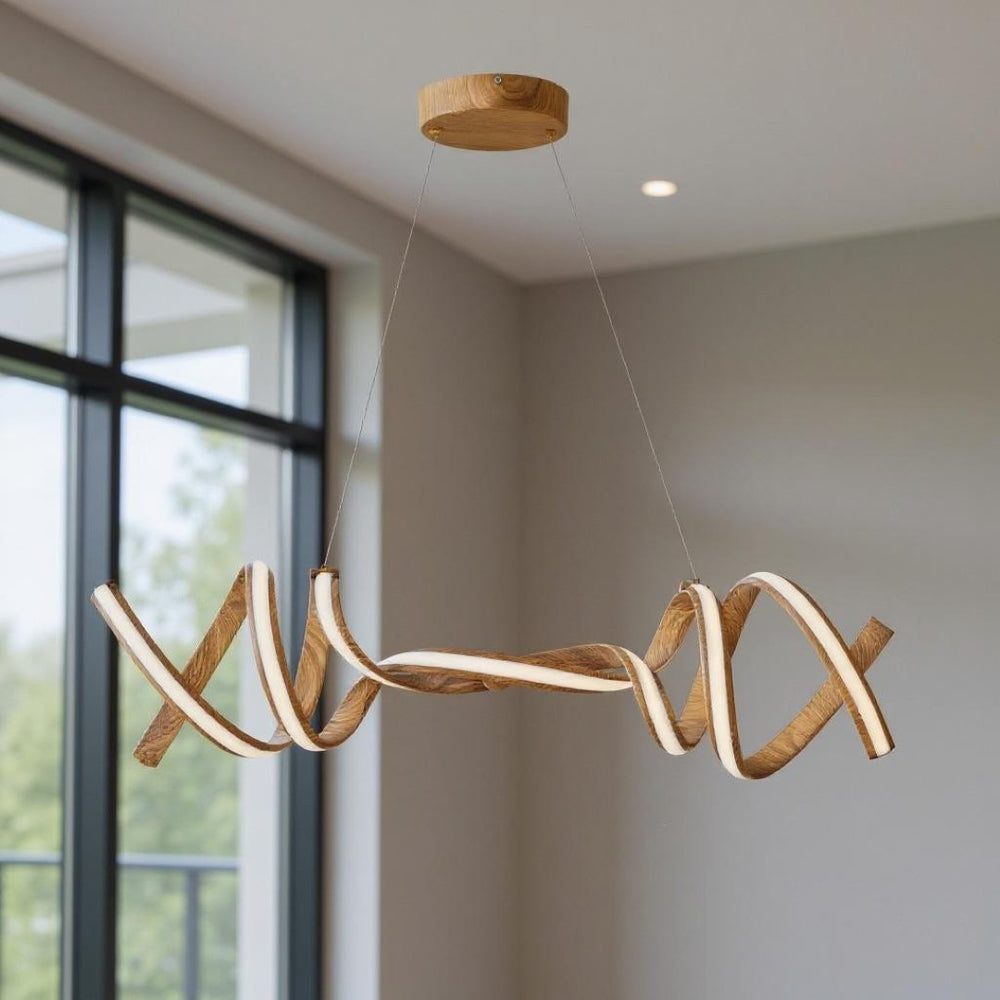HomeRoots Brown Modern Two-Light Metal LED Dimmable Chandelier for Stylish Illumination in Any Room 558565