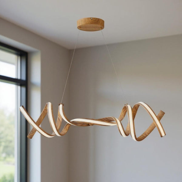 HomeRoots Brown Two-Light Metal LED Chandelier - Smart Dimmable Fixture for Modern Home Décor & Ambiance 558566