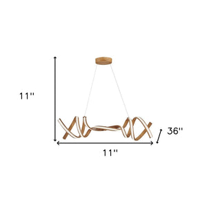 HomeRoots Brown Two-Light Metal LED Chandelier - Smart Dimmable Fixture for Modern Home Décor & Ambiance 558566
