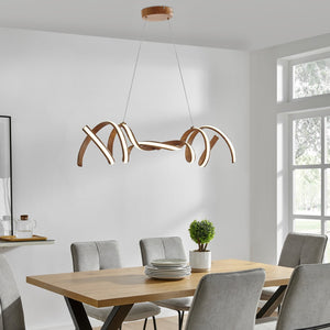 HomeRoots Brown Two-Light Metal LED Chandelier - Smart Dimmable Fixture for Modern Home Décor & Ambiance 558566