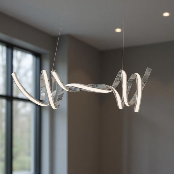 HomeRoots Silver Two-Light LED Chandelier - Smart Dimmable Metal Fixture for Modern Dining & Entry Spaces 558567