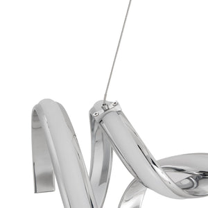 HomeRoots Silver Two-Light LED Chandelier - Smart Dimmable Metal Fixture for Modern Dining & Entry Spaces 558567