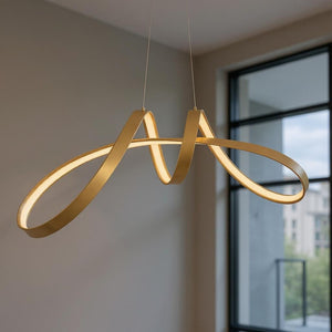 HomeRoots Gold Modern LED Dimmable Chandelier - Elegant Adjustable Pendant Light for Contemporary Spaces 558568