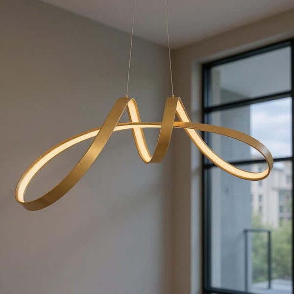 HomeRoots Gold Modern LED Dimmable Chandelier - Elegant Adjustable Pendant Light for Contemporary Spaces 558568