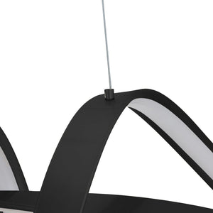 HomeRoots Black Metal LED Chandelier - Modern Dimmable Fixture for Dining Rooms, Kitchens & Living Spaces 558569