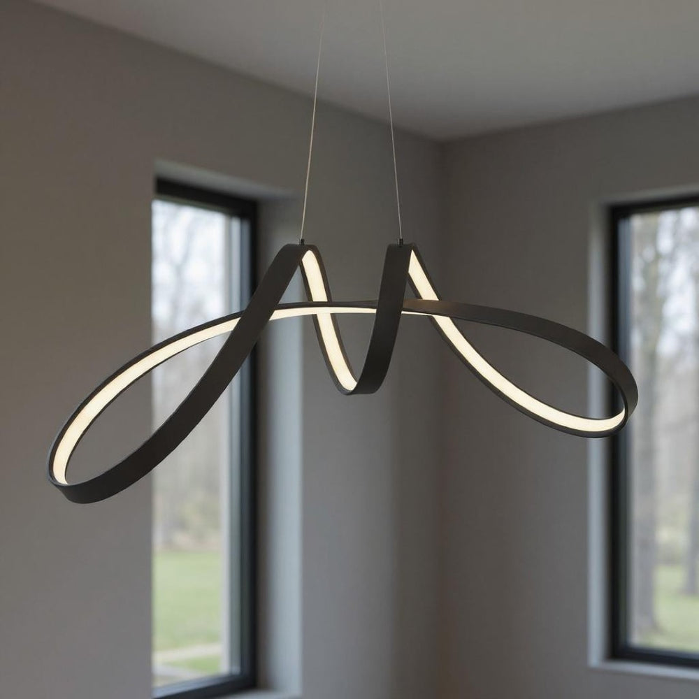 HomeRoots Black Metal Dimmable Smart LED Chandelier - Modern Lighting Fixture for Stylish Home Ambiance 558570