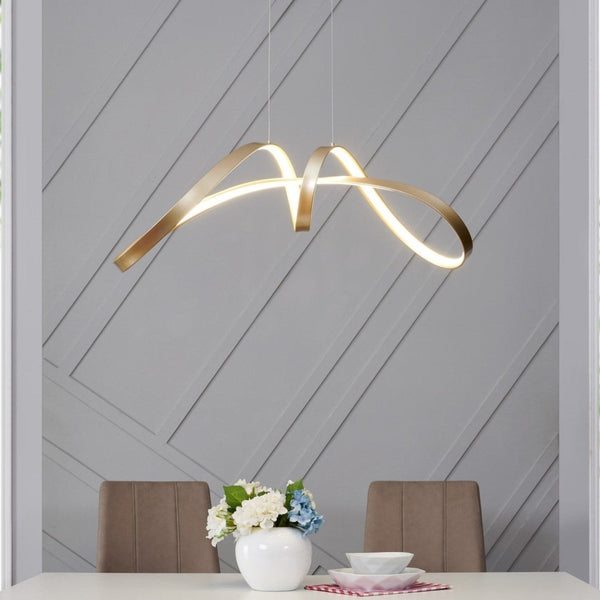 HomeRoots Gold Metal LED Chandelier - Smart Dimmable Design for Modern Elegance in Any Room Decor 558571