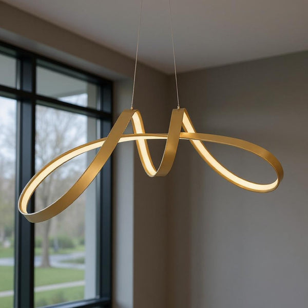HomeRoots Gold Metal LED Chandelier - Smart Dimmable Design for Modern Elegance in Any Room Decor 558571