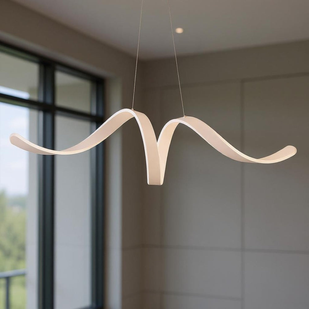 HomeRoots White Metal LED Chandelier - Modern Dimmable Fixture for Stylish Dining, Kitchen & Living Spaces 558572