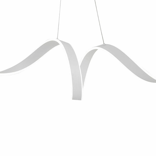 HomeRoots White Metal LED Chandelier - Modern Dimmable Fixture for Stylish Dining, Kitchen & Living Spaces 558572