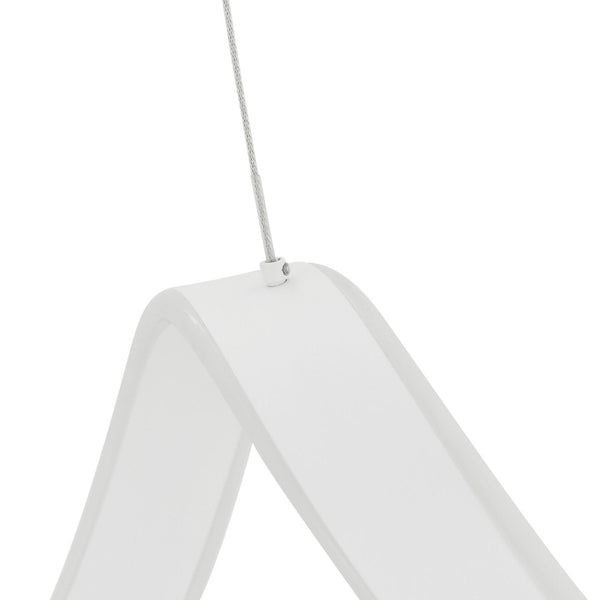 HomeRoots White Metal LED Chandelier - Modern Dimmable Fixture for Stylish Dining, Kitchen & Living Spaces 558572