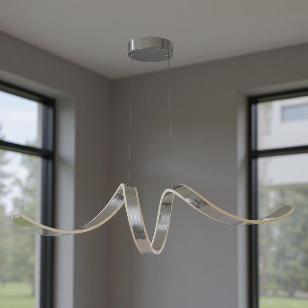 HomeRoots Silver LED Dimmable Chandelier - Modern Metal Fixture with Adjustable Brightness & Versatile Style 558573