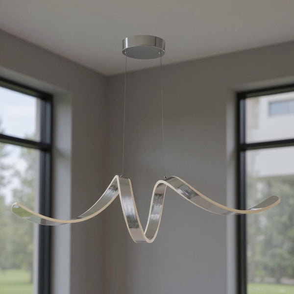 HomeRoots Silver LED Dimmable Chandelier - Modern Metal Fixture with Adjustable Brightness & Versatile Style 558573