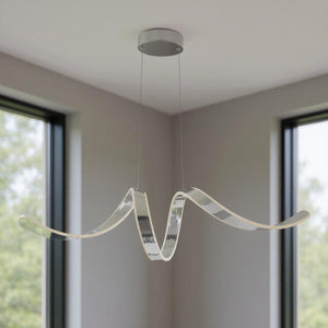 HomeRoots Silver Metal LED Chandelier - Smart Dimmable Fixture for Modern Spaces, Adjustable & Versatile Design 558574