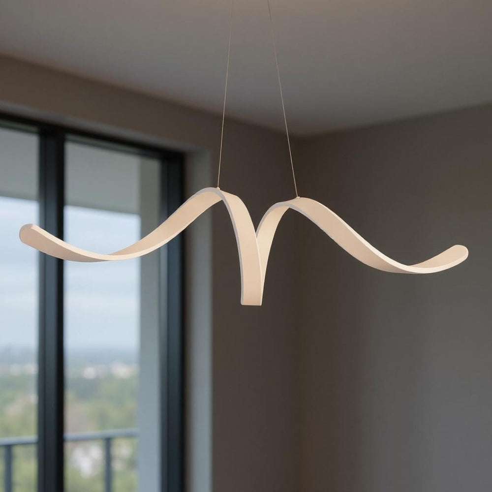 HomeRoots White Metal LED Chandelier - Modern Dimmable Smart Lighting for Elegant Dining & Living Spaces 558575