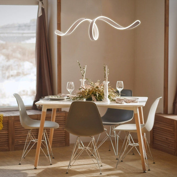 HomeRoots White Metal LED Chandelier - Modern Dimmable Smart Lighting for Elegant Dining & Living Spaces 558575