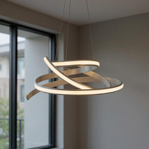 HomeRoots Silver Modern LED Dimmable Chandelier - Sleek Metal Fixture for Stylish Lighting in Any Space 558576