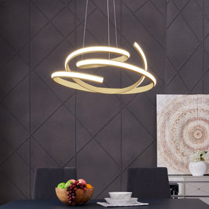 HomeRoots Gold Modern LED Chandelier - Dimmable Smart Lighting with Geometric Design for Stylish Interiors 558577