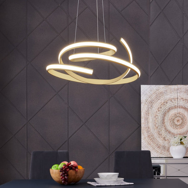 HomeRoots Gold Modern LED Chandelier - Dimmable Smart Lighting with Geometric Design for Stylish Interiors 558577