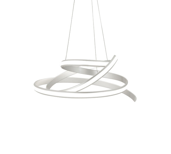 HomeRoots Silver Metal LED Dimmable Smart Chandelier - Modern Geometric Design, Adjustable Length, Energy Efficient 558578
