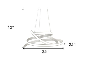 HomeRoots Silver Metal LED Dimmable Smart Chandelier - Modern Geometric Design, Adjustable Length, Energy Efficient 558578
