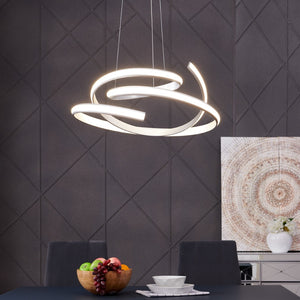 HomeRoots Silver Metal LED Dimmable Smart Chandelier - Modern Geometric Design, Adjustable Length, Energy Efficient 558578