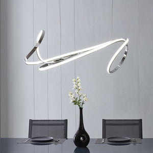 HomeRoots Silver Modern LED Dimmable Chandelier - Elegant Metal Lighting Fixture for Dining, Kitchen & Living Spaces 558579