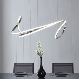 HomeRoots Silver Modern LED Dimmable Chandelier - Elegant Metal Lighting Fixture for Dining, Kitchen & Living Spaces 558579