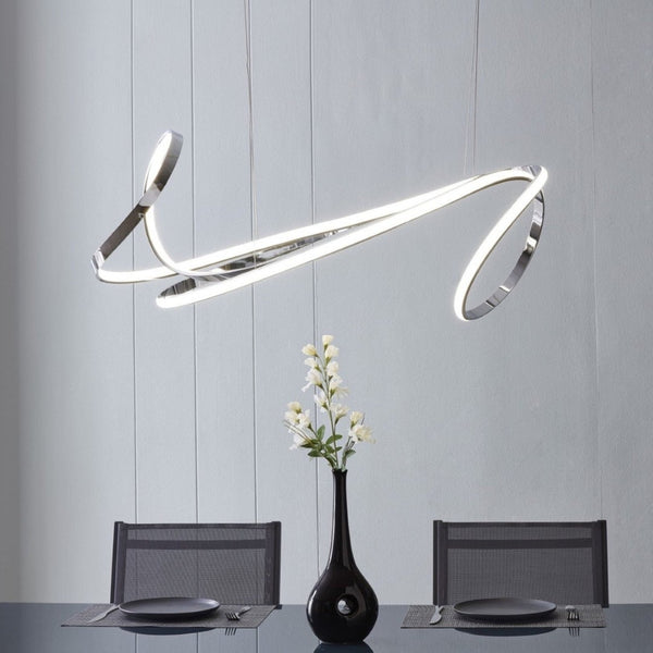HomeRoots Silver Modern LED Dimmable Chandelier - Elegant Metal Lighting Fixture for Dining, Kitchen & Living Spaces 558579