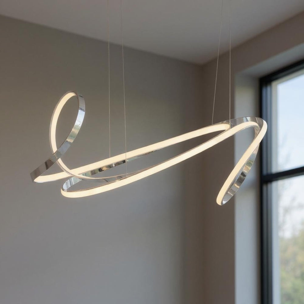 HomeRoots Silver Modern LED Dimmable Chandelier - Elegant Metal Lighting Fixture for Dining, Kitchen & Living Spaces 558579