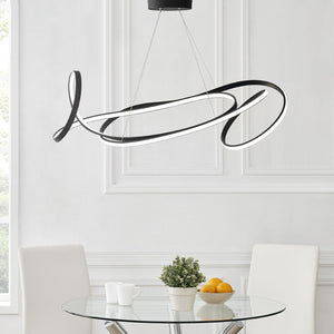 HomeRoots Black Metal LED Dimmable Chandelier - Modern Minimalist Design for Stylish Illumination in Any Space 558580